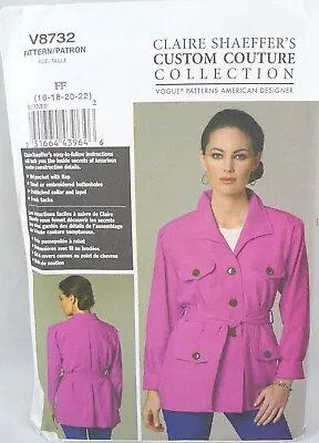 £24.34 • Buy Claire Shaeffer's Custom Couture VOGUE Jacket Pattern V8732 16 18 20 22 FF Uncut