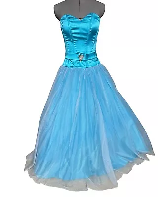 Masquerade Princess Quinceanera Prom Dress Turquoise Size 7/8 Strapless • $40