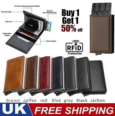 £4.89 • Buy Wallet Card Holder Mens Leather Metal RFID Blocking Slim Men Credit Money Clip