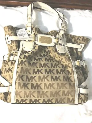  Michael Kors   Gansevoort  KhakiBrown & White NS Tote New With Tag MSRP$378   • $110