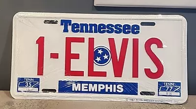 Vintage Elvis Presley License Plate Memphis Tennessee 1-ELVIS 1987 New Sealed • $19.99