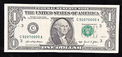 Fancy Serial Number 2021 1 Dollar Bill Trinary QUAD 0’s • $4.25