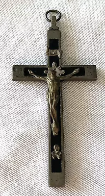 VTG Catholic Pectoral Crucifix W/ Skull & Cross Bones  Memento Mori  3 3/4  • $55
