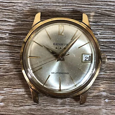 Benrus 3 Star 7001 Self Winding  Back 20 Micron Gold Wrist Watch 7021 Vintage • $127.72