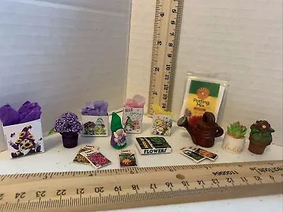 Dollhouse Miniature 1:12 Handmade Garden Gnome Lot Floral Seeds Bags • $6.99