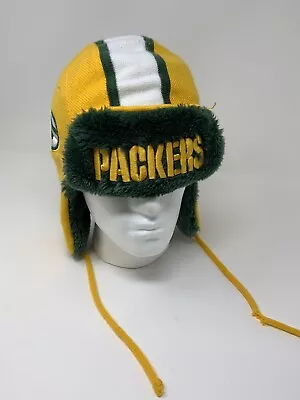 New Era NFL Green Bay Packers Helmet Head Trapper Knit Hat Winter Earflaps READ • $9.99