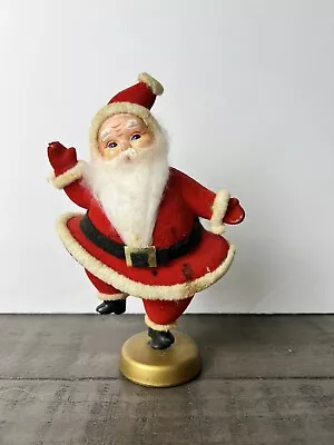 Vintage Christmas Dancing Santa Claus Flocked Fuzzy Figurine Plastic 8 In Tall • $12