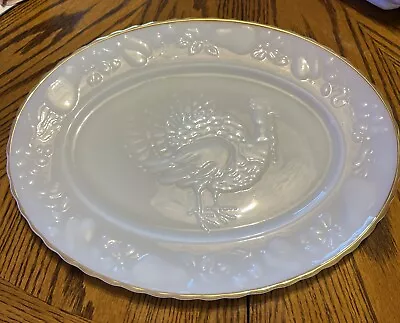 Anchor Hocking Turkey Platter  With Gold Trim 15 1/2  Long & 11 3/4  Wide • $35