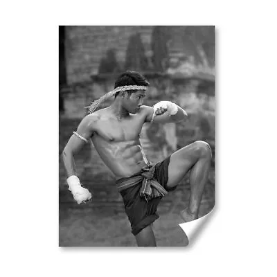 A2 - BW - Muay Thai Boxing Fighter Poster 42X59.4cm280gsm #43262 • £11.99