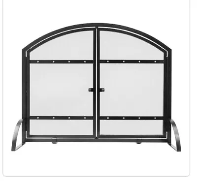 Pleasant Hearth Fireplace Screen 39 L X 12 W X 31 H Steel Mesh Black W/ Doors • $120