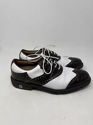 FootJoy ICON Wing Tip Golf Shoes Mens Size White And Brown 8.5M • $80