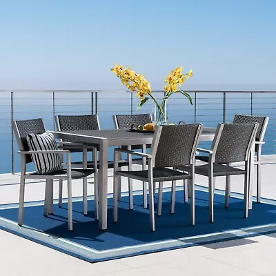 Coral Bay Outdoor 7Pc Aluminum Dining Set W/ Wicker Top • $910.89