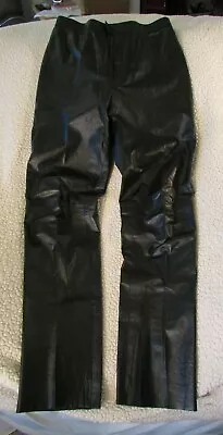 Ladies  Marco Morani  Size W28.5 / L33 Black Straight Unhemmed Leather Pants • $22.99