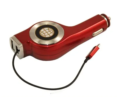 3.5ft USB 12 Volt Retractable 2.1/1.2Amp Dual Micro-B Charge Cable  Red • $2.50