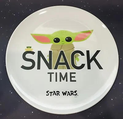 NEW Star Wars Mandelorian Baby Yoda Melamine 11” Plate “Snack Time” HARD PLASTIC • $14.99