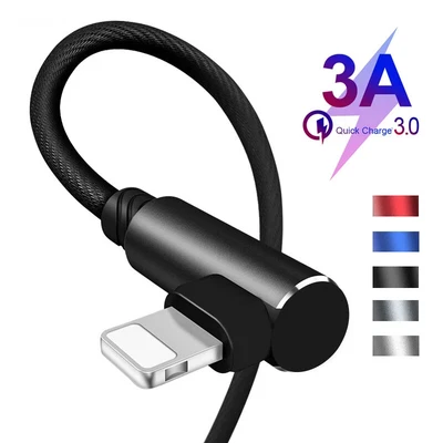 $5.99 • Buy 90 Degree USB Charger Cable For IPhone 8 7 6 11 12 13 Fast Charge Data Sync Lead