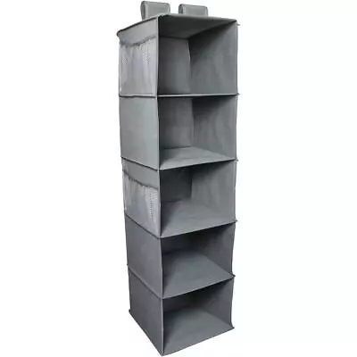 5 Shelf Hanging Wardrobe Storage Organiser Clothes Hang Closet Rack Shelves • £9.69
