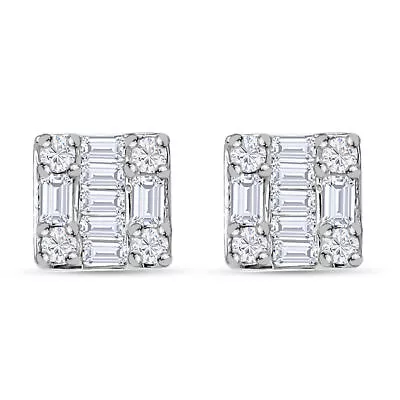 TJC Diamond Stud Earrings For Women In 9ct White Gold With Push Back • £225.99