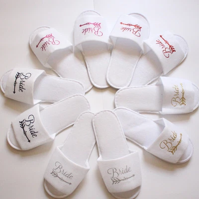 Spa Slippers Bride Bridesmaid White Wedding Bridal Disposable Bridal Party Shoes • £2.39