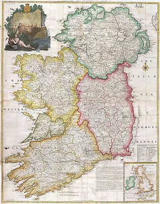 1794 Rocque Map Of Ireland Poster Decor Retro Wall Old Art Print • £3.99