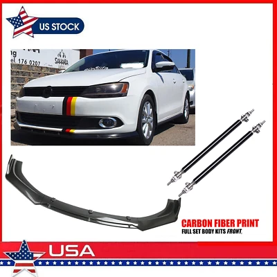 $49.99 • Buy For 2012-2020 VW Jetta SE Front Bumper Lip Spoiler Splitter And Strut Rods