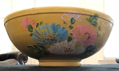 Ransburg Vintage Pottery White Pink Blue Floral About 11  By 5  Bowl • $5