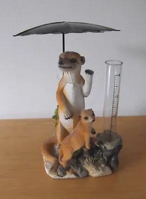 Meerkats With Umbrella Figure Ornament H17cm X L10cm X W7cm • £9.95