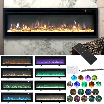 40/50/60/70/80inch Insert/Wall Mounted/Stand LED Fireplace Electric Inset Fire • £139.95