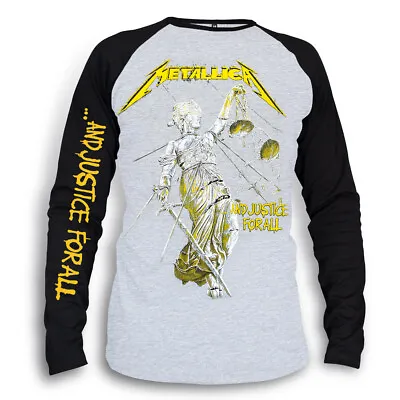 METALLICA And Justice For All.  Long Sleeve  Gray Black T-Shirt • $29.98