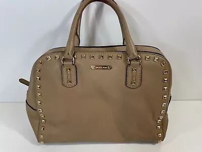 Michael Kors Tan/Beige Gold Studded Satchel Bag Purse Tote Shoulder • $29.99