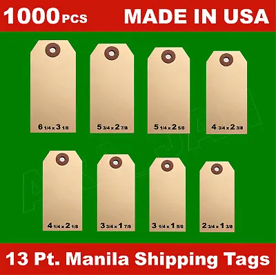 1000 Manila 13 Pt Inventory Shipping Hang Label Price Tags Size #12345678 • $39.50