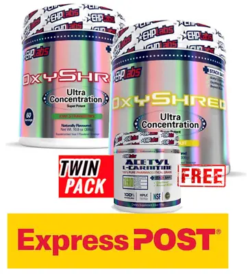 $148.86 • Buy Ehplabs Oxyshred Twin Pack  Plus Free Lcarnitine Thermogenic Express Post 