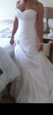 £80 • Buy Maggie Sottero Strapless Wedding Dress,  Ivory Size 6-8 Petite