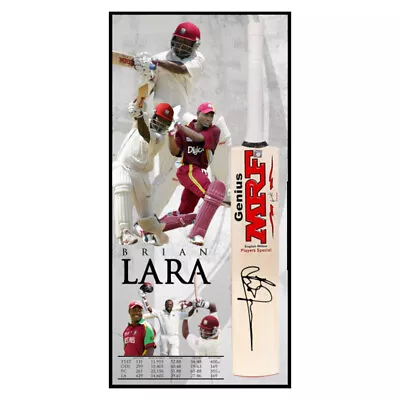 $795 • Buy Brian Lara Signed & Framed West Indies Career Mrf Full Size Cricket Bat