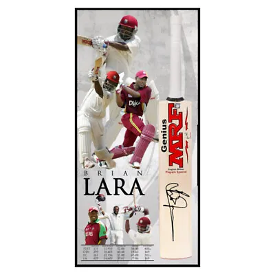 Brian Lara Signed & Framed West Indies Career Mrf Full Size Cricket Bat • $795