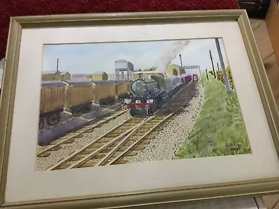 Steam Engine And Railway Sheds Original Watercolour Signed J Jackson 2005  • £30