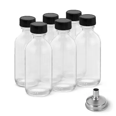 6 Pack 2 Oz Shot Bottles With Caps Glass Jars With Lids Small Clear Glass B • $12.29