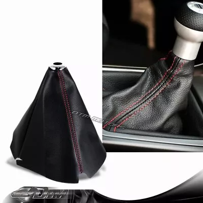 Universal JDM Red Stitch Black PVC Leather Shifter Shift Gear Knob Boot Cover • $9.99