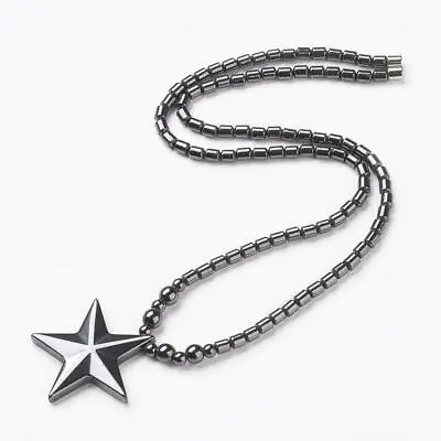 Hematite Non-Magnetic Necklace Mens Womens Unisex Black Star Magnetic Clasp X75  • $8.99