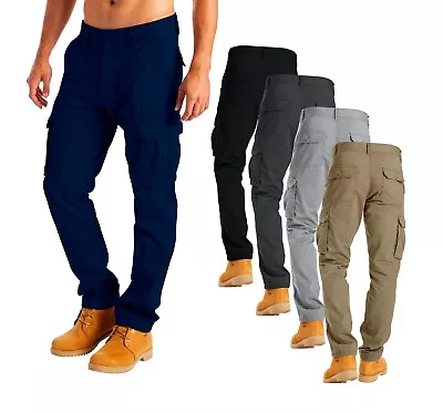 Mens Cargo Pants Military 100% Cotton Work Wear Combat Trousers Relaxed-Fit • $21.74