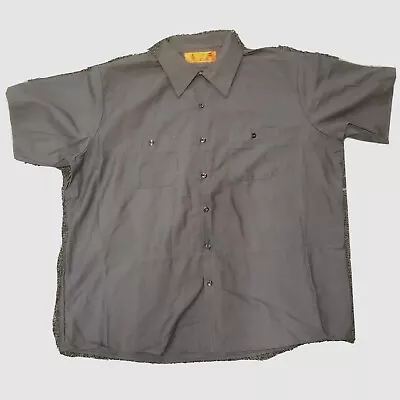 Mechanic Work Shirt Mens 2XL Grey Short Sleeve Button Up Cornerstone Grey • $11