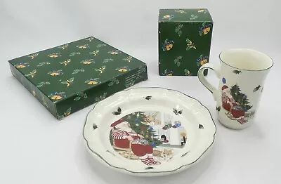Mikasa French Countryside Santa & Friends 8” Plate & Cup F9010 Cookies & Milk • $20