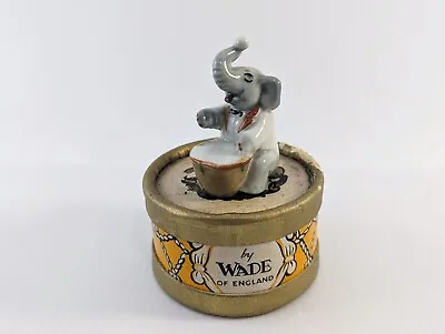 WADE Porcelain Drum Box Series #4 - Trunky Elephant W/ Drum - W/BOX - 1957-1959 • $29.50