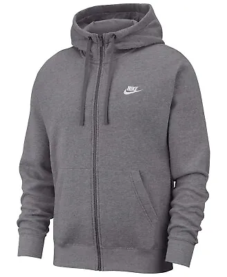 New Men’s Nike Club Fleece Full-zip Hoodie Sweatshirt! In Charcoal Gray Heather! • $43.95