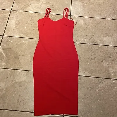 £4.99 • Buy Jane Norman Red Bodycon Textured Pencil Dress Size 10