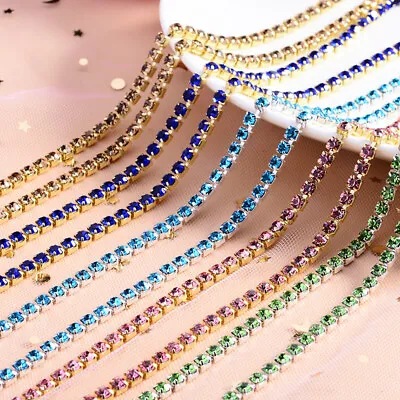 10 Yard SS16 Crystal Clear Glass Rhinestone DIY Close Chain Trim Sewing Craft • $15.99