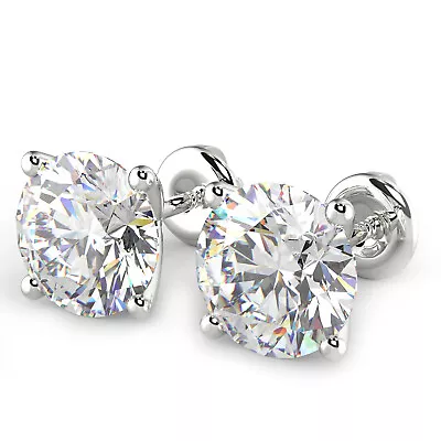 IGI 3 CT E/VS1 Lab Grown Round Diamond Stud Earrings 14K White Gold • £1392