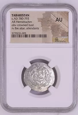 ( AU ) NGC AR Hemidrachm Of Tabaristan C. 780 AD Ancient Silver Zoroastrian Coin • $107.99