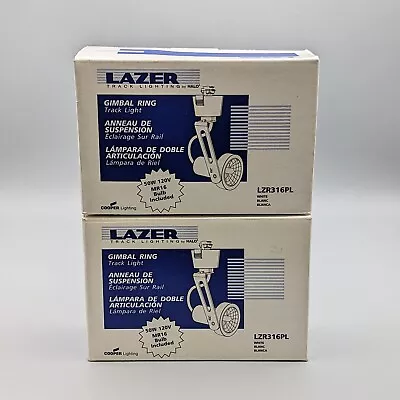 New Lazer Gimbal Ring Track Light By Halo 50W 120V MR16 White LZR316PL Set Of 2 • $39.99