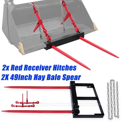 $379.99 • Buy 2x 49  Hay Bale Spear Bucket Attachment 3000lbs Front Skid Steer Loader Tractor